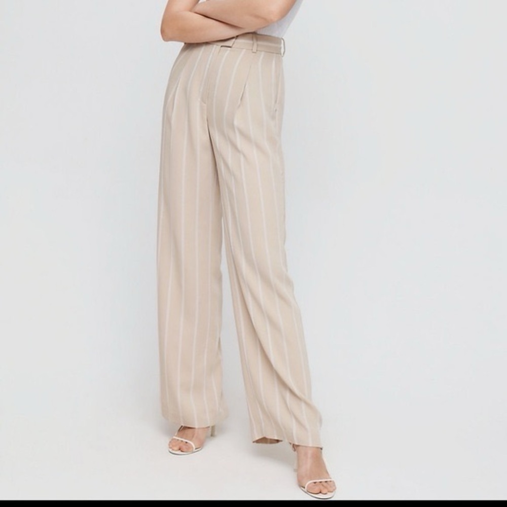 ARITZIA BABATON | new sadiki wide leg striped dress pant | size 12